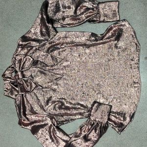 Ryegrass retro blouse metallic bronze size med